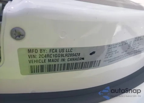 2020 Chrysler Pacifica Limited z USA, uszkodzony, nr VIN 2C4RC1GG9LR289428